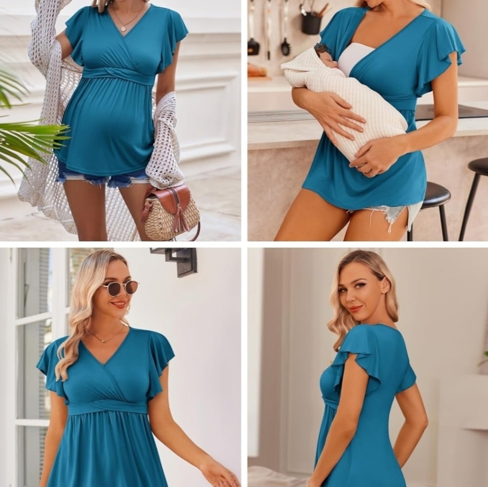 Brand New Maternity Short Sleeve Shirts Womens Size Large - Picture 5 of 5